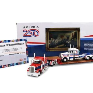 PETERBILT 589 & 359 W/LOWBOY TRAILER "AMERICA 250" 1/64 DCP/FIRST GEAR 69-2348