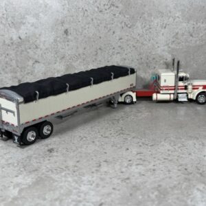1/64 Peterbilt 379 w/ Wilson Grain Trailer Cream/Red DCP By First Gear