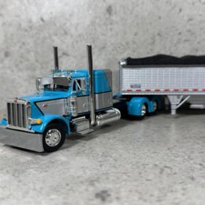 1/64 Peterbilt 379 w/ Wilson Grain Trailer Turquoise/Silver DCP By First Gear