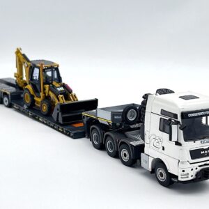 MAN TGX XXL 8x6 lowloader trailer + CAT side loader WSI truck models 1:50 scale