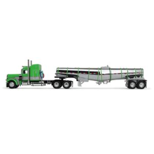 Peterbilt Model 389 With 48" Mid-Roof Sleeper & Polar Deep Drop Trailer (Green/Silver/Black)