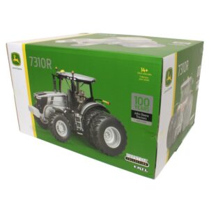1/16 John Deere 7310R Tractor with MFD and Rear Duals, ERTL Prestige Collection 100 Years Silver & Black