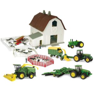 Deluxe Bundle ~ 1/64 ERTL Dairy Farm Play Set with John Deere Die-cast Equipment