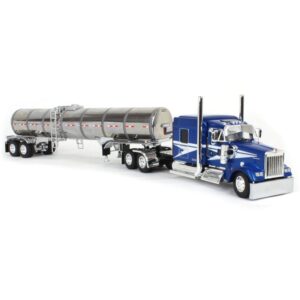 1/64 Kenworth W900L with 72in Aerocab Sleeper & Brenner Tanker, Blue & White, DCP by First Gear Limited Edition