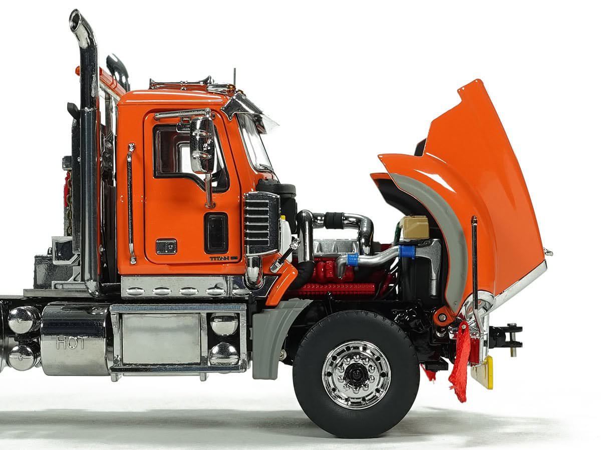 Mack Titan Tri-Axle with Fontaine 100-Ton 5-Axle Drop Side Rail Trailer - Orange 2010 - Image 7
